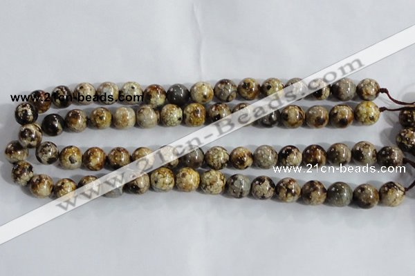 CAA395 15.5 inches 12mm round fire crackle agate beads wholesale