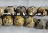 CAA396 15.5 inches 14mm round fire crackle agate beads wholesale