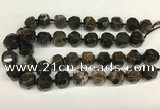 CAA4057 15*16mm - 16*17mm faceted nuggets chrysanthemum agate beads