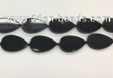 CAA4071 15.5 inches 30*50mm flat teardrop black agate gemstone beads