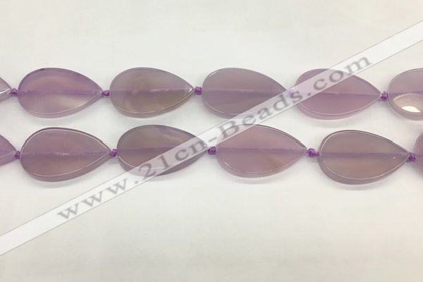 CAA4076 15.5 inches 30*50mm flat teardrop purple agate gemstone beads