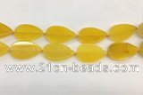 CAA4077 15.5 inches 30*50mm flat teardrop yellow agate gemstone beads