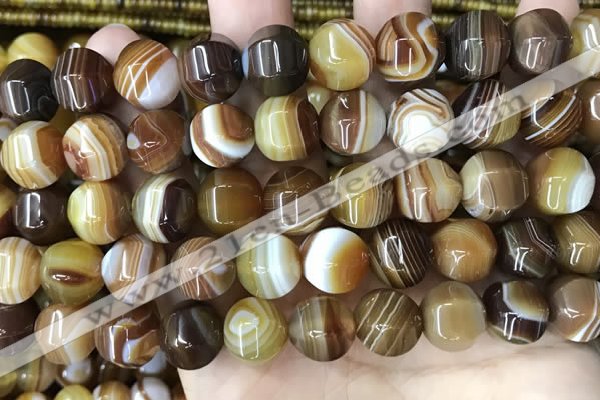 CAA4142 15.5 inches 12mm pumpkin line agate beads wholesale