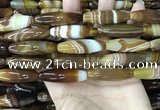 CAA4167 15.5 inches 10*30mm rice line agate beads wholesale