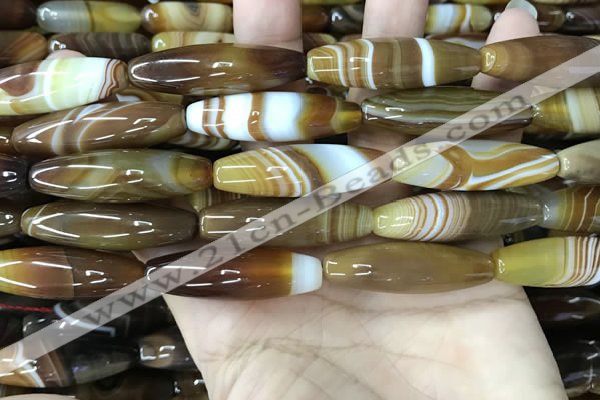 CAA4167 15.5 inches 10*30mm rice line agate beads wholesale