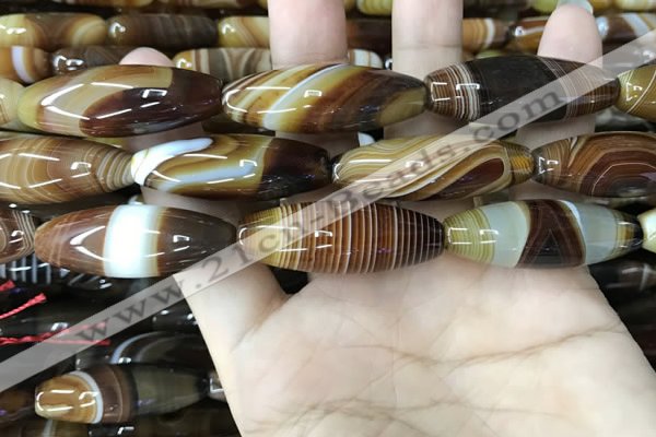 CAA4168 15.5 inches 12*40mm rice line agate beads wholesale