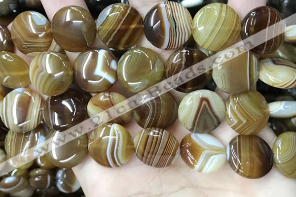 CAA4206 15.5 inches 18mm flat round line agate beads wholesale
