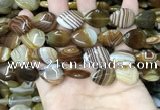 CAA4220 15.5 inches 15*20mm flat teardrop line agate beads wholesale