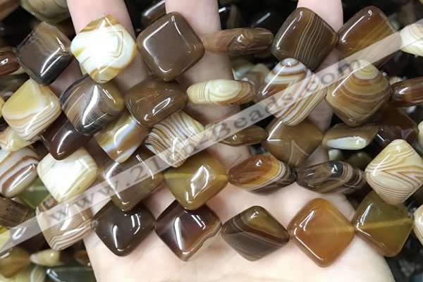 CAA4234 15.5 inches 16*16mm diamond line agate beads wholesale