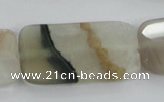 CAA424 15.5 inches 20*40mm faceted rectangle agate druzy geode beads