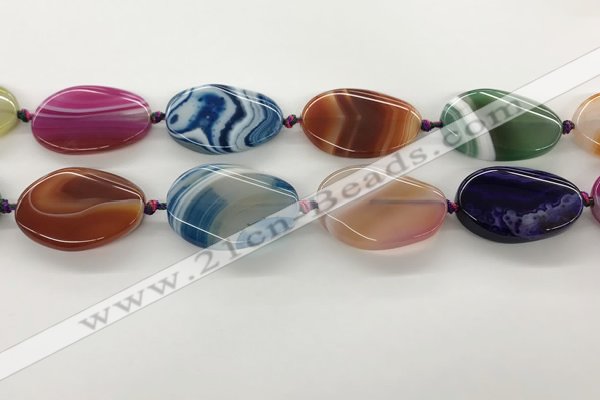 CAA4303 15.5 inches 25*35mm twisted oval line agate beads