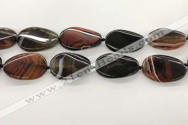 CAA4305 15.5 inches 30*40mm twisted oval line agate beads