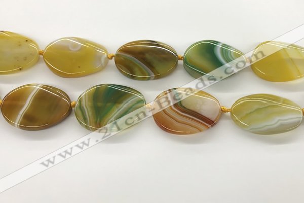 CAA4306 15.5 inches 32*40mm twisted oval line agate beads