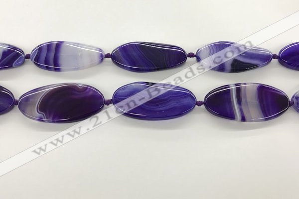 CAA4310 15.5 inches 25*50mm twisted oval line agate beads