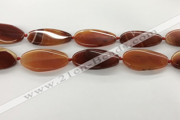 CAA4311 15.5 inches 25*50mm twisted oval line agate beads