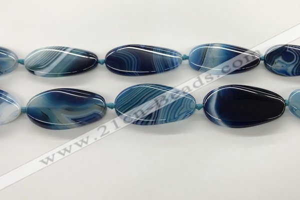 CAA4312 15.5 inches 25*45mm twisted oval line agate beads