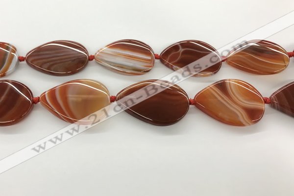 CAA4320 15.5 inches 30*40mm twisted oval line agate beads