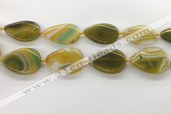 CAA4322 15.5 inches 30*40mm twisted oval line agate beads