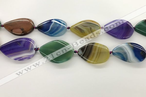 CAA4323 15.5 inches 30*40mm twisted oval line agate beads