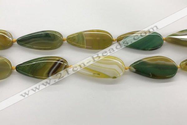 CAA4326 15.5 inches 25*50mm flat teardrop line agate beads