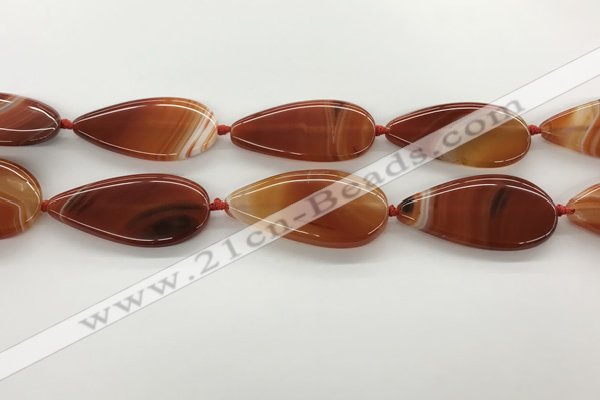 CAA4330 15.5 inches 25*50mm flat teardrop line agate beads