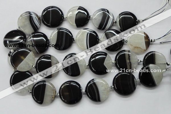 CAA434 15.5 inches 30mm flat round agate druzy geode beads