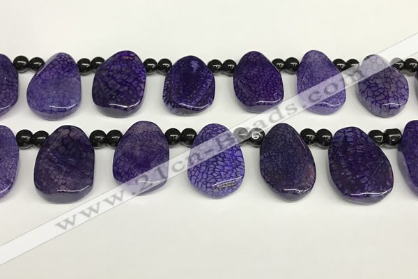 CAA4361 Top drilled 20*30mm freeform dragon veins agate beads