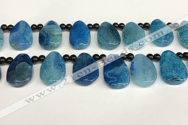 CAA4364 Top drilled 20*30mm freeform dragon veins agate beads