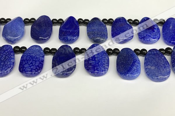 CAA4365 Top drilled 20*30mm freeform dragon veins agate beads