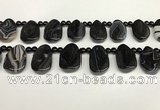 CAA4369 Top drilled 20*30mm freeform black banded agate beads