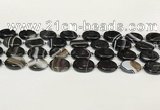 CAA4397 15.5 inches 15*20mm oval black banded agate beads