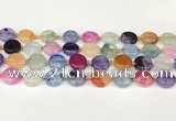 CAA4419 15.5 inches 15mm flat round agate druzy geode beads