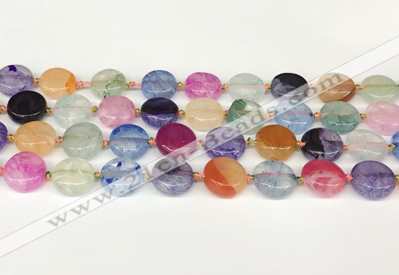 CAA4419 15.5 inches 15mm flat round agate druzy geode beads