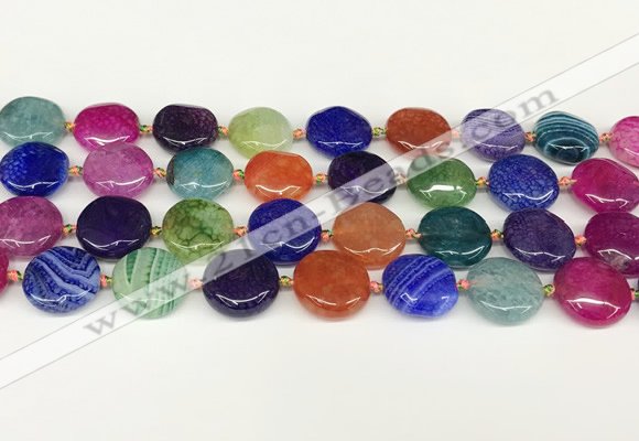 CAA4491 15.5 inches 18mm flat round dragon veins agate beads