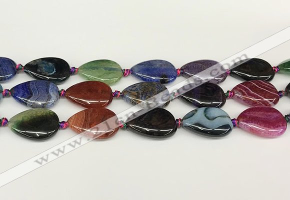 CAA4517 15.5 inches 18*25mm flat teardrop dragon veins agate beads