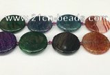 CAA4530 15.5 inches 35mm flat round dragon veins agate beads