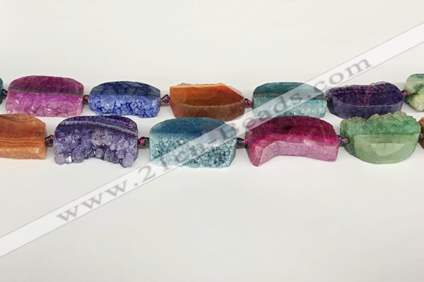 CAA4541 15.5 inches 22*32mm - 25*35mm freefrom agate druzy geode beads