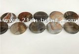 CAA4551 15.5 inches 30mm flat round banded agate beads wholesale