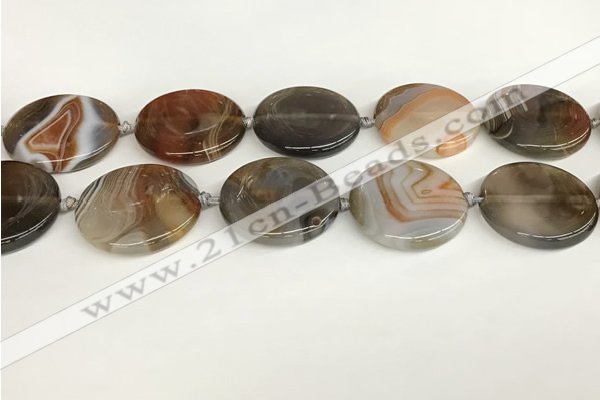 CAA4551 15.5 inches 30mm flat round banded agate beads wholesale