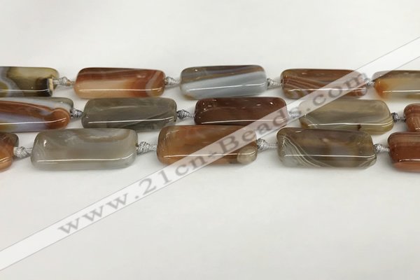 CAA4552 15.5 inches 15*30mm rectangle banded agate beads wholesale