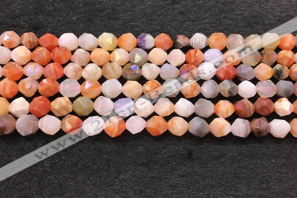 CAA4575 15.5 inches 6mm faceted nuggets mixed botswana agate beads