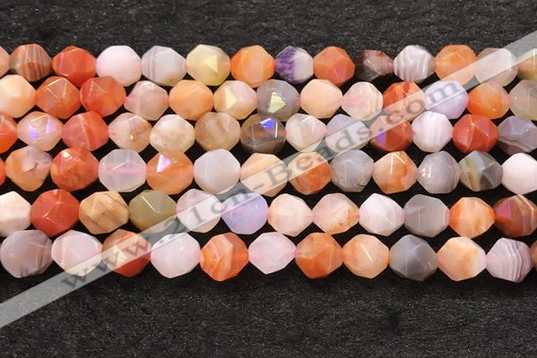 CAA4577 15.5 inches 10mm faceted nuggets mixed botswana agate beads