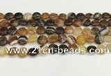 CAA4580 15.5 inches 10mm flat round banded agate beads wholesale
