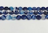 CAA4593 15.5 inches 12mm flat round banded agate beads wholesale