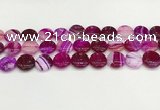 CAA4598 15.5 inches 14mm flat round banded agate beads wholesale