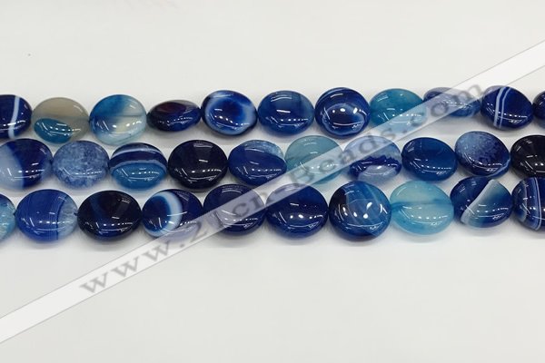 CAA4601 15.5 inches 14mm flat round banded agate beads wholesale