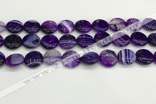 CAA4605 15.5 inches 16mm flat round banded agate beads wholesale