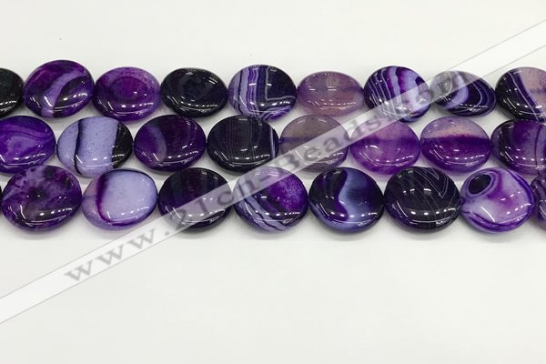 CAA4621 15.5 inches 20mm flat round banded agate beads wholesale