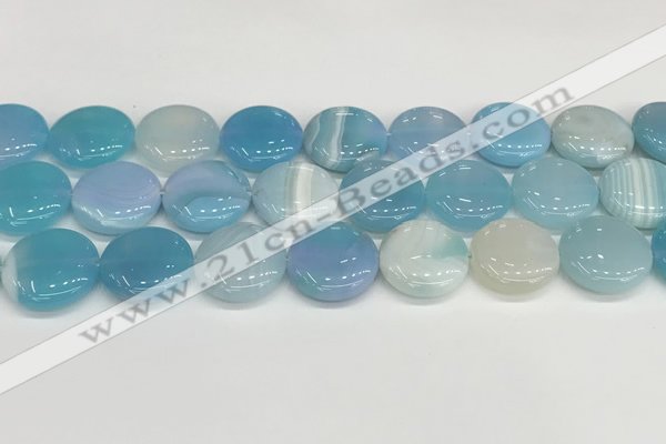CAA4624 15.5 inches 20mm flat round banded agate beads wholesale