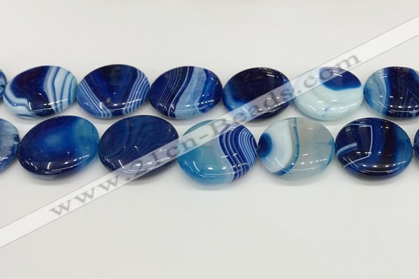CAA4641 15.5 inches 30mm flat round banded agate beads wholesale